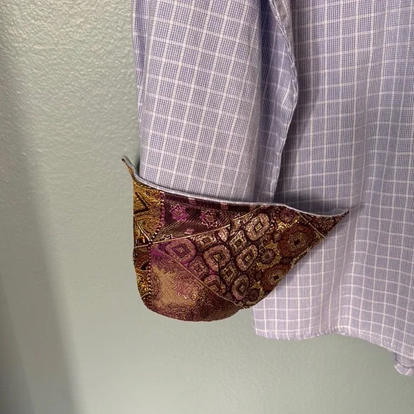 English Laundry Button Down Shirt with Checkered Pattern and Standard Collar - Picture 2 of 5